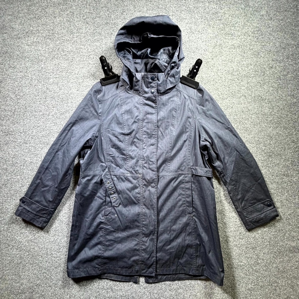 Kirkland Signature Trench Coat Womens XL Dark Gray Full Zip Hooded Outdoor Gear